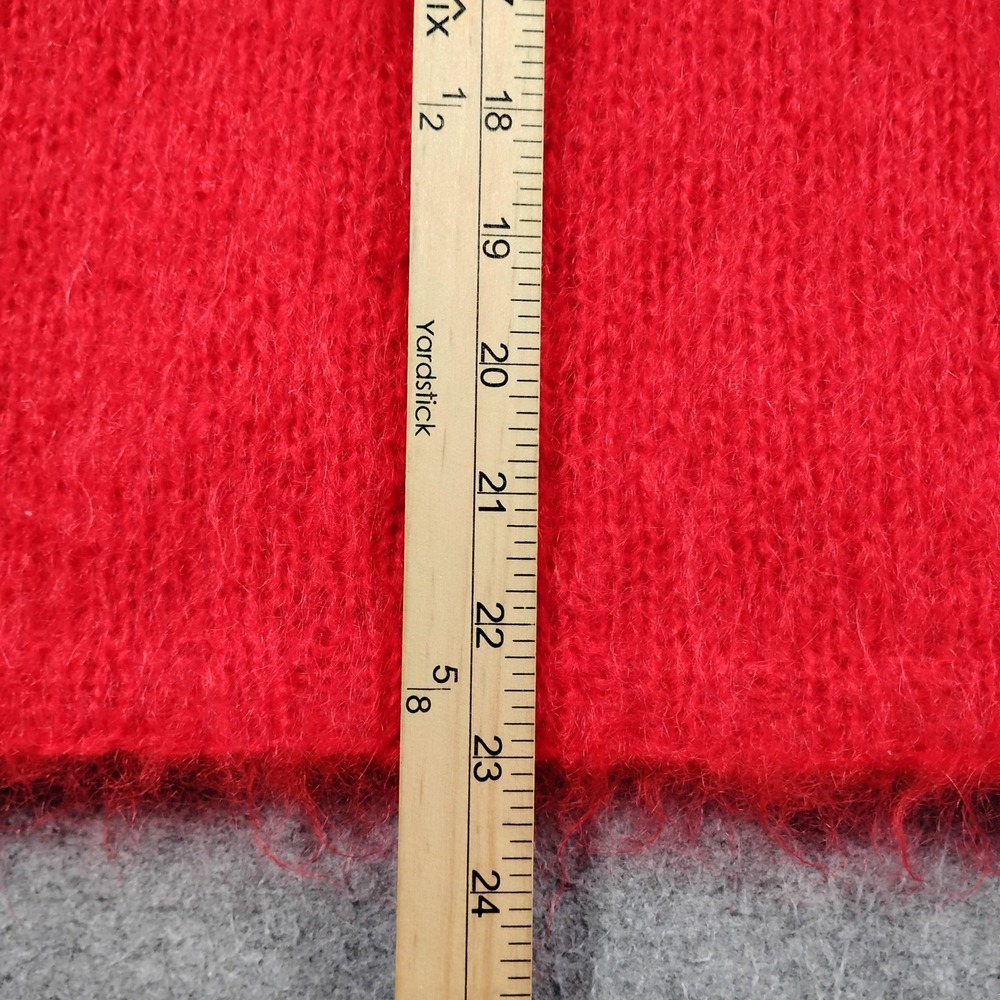 Janet Clark Vintage Hand Knit Mohair Sweater Womens Medium Red Black Fluffy 80s - Picture 5 of 9
